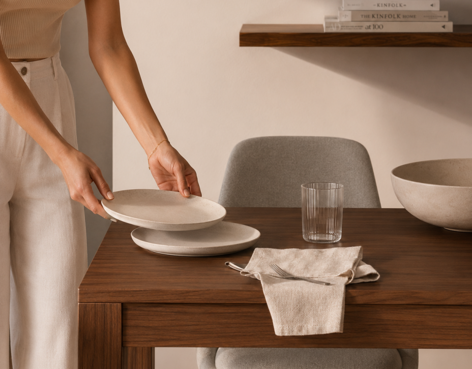 Mesa extensible Molly de roble en comedor moderno